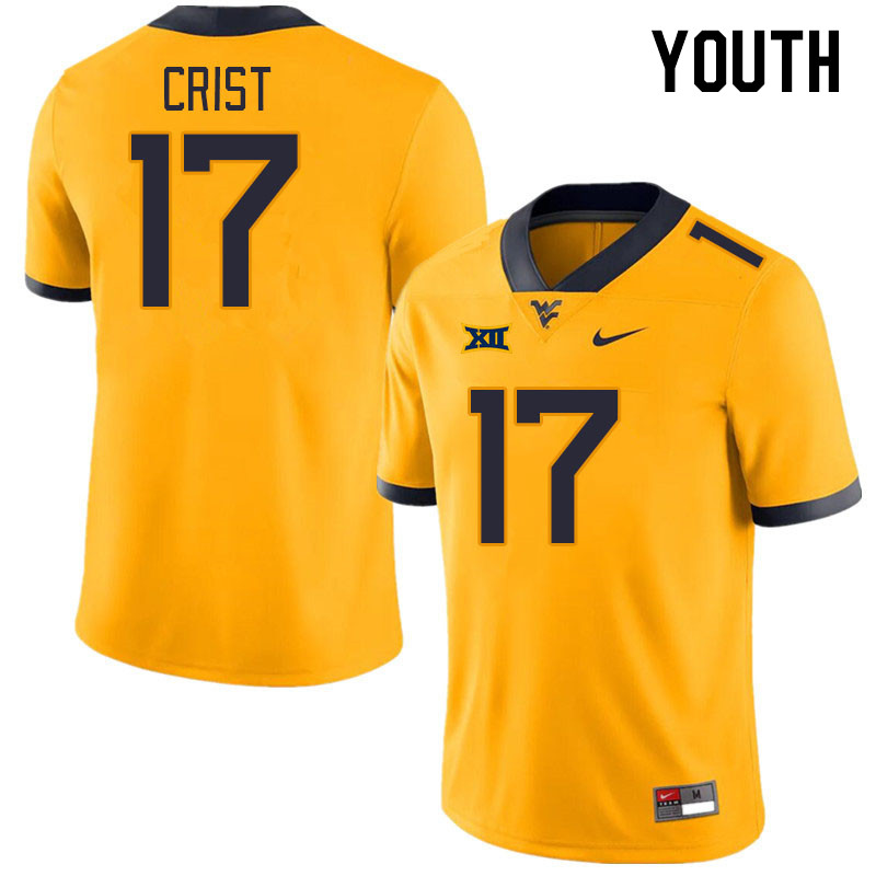 Youth #17 Jackson Crist West Virginia Mountaineers College Football Jerseys Stitched Sale-Gold